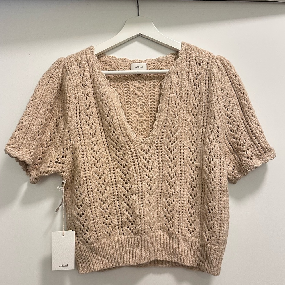 Wilfred Beige Knit V-Neck Sweater